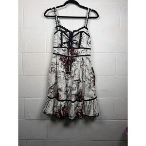 Hot Topic Dress Womens M Rose Music Note Corset Lace Victorian Punk
